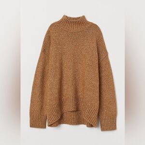 H&M | Long Sleeve Mock Turtleneck Oversized Dark Beige Sweater | S